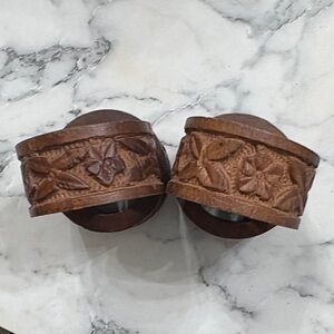 Handcarved Wooden Napkin Ring Set of 4
